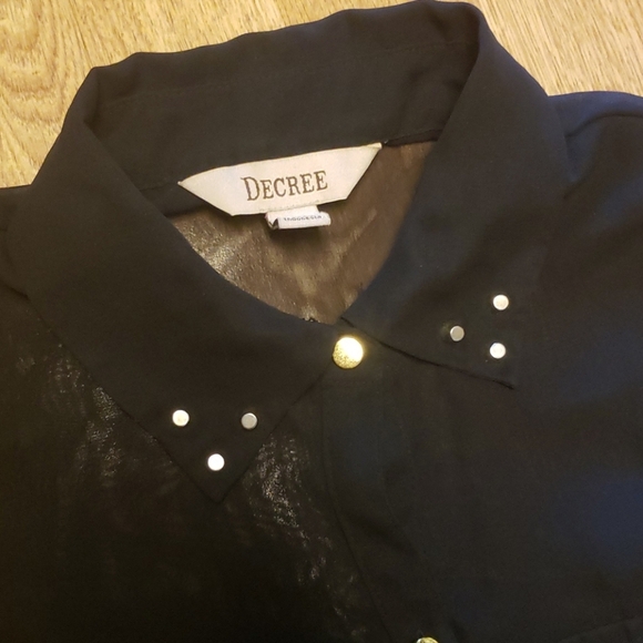 Decree black semi sheer studded peplum top XS - Picture 2 of 2
